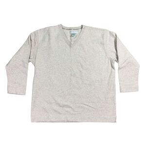 Geoffrey Beene Sport Shirt Men's XL Beige 3/4 Sleeve V-Neck Casual Pullover Tee